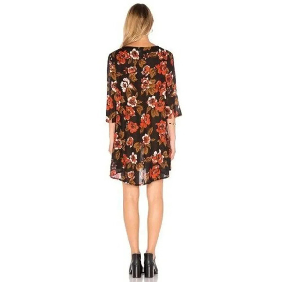 Amuse Society Casyn Black Floral Mini Shift Tunic Dress S - Picture 2 of 5